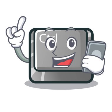 Telefon ctrl düğme ile karikatür şeklinde