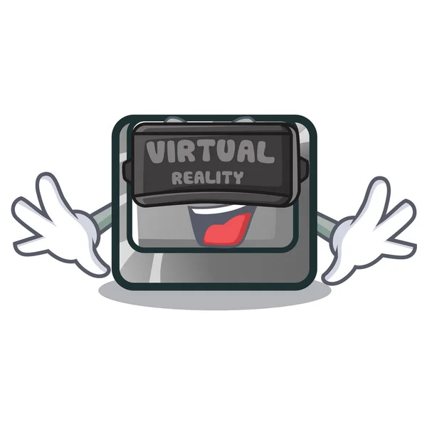 Personagem de realidade virtual botão ctrl anexado no computador — Vetor de Stock