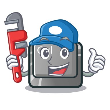 Tesisatçı ctrl düğme üstünde belgili tanımlık karikatür klavye