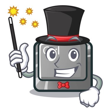 Sihirbaz ctrl düğme üstünde belgili tanımlık karikatür klavye