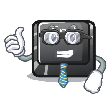 İşadamı düğme sonunda şekil karakter