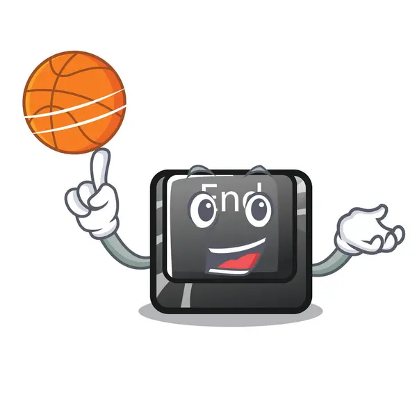 Con juguetes de baloncesto botón final en forma de mascota — Vector de stock