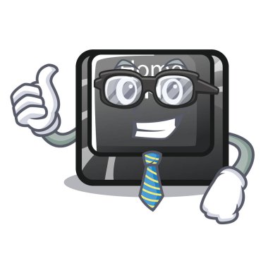 İşadamı ev düğme ile karikatür izole