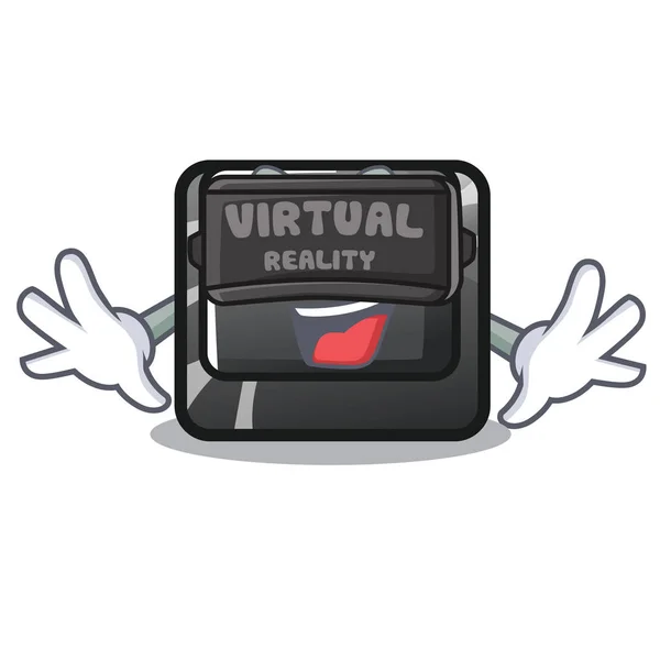 Mascotte de réalité virtuelle jouet home button attaché ordinateur — Image vectorielle