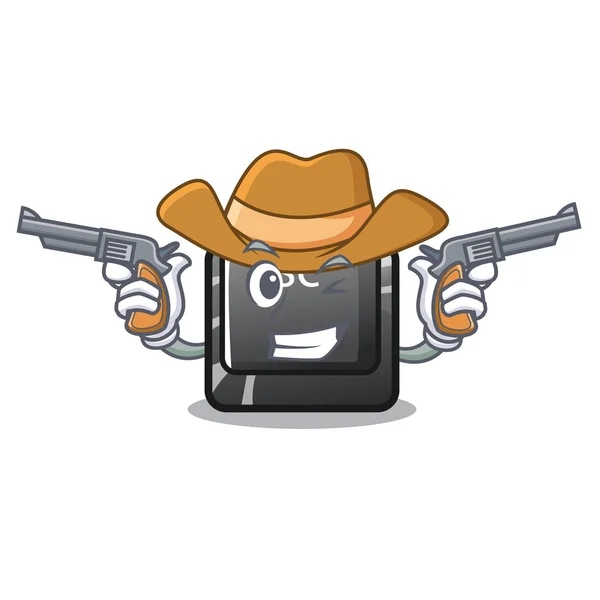 Cowboy bouton esc dessin animé attaché à l'ordinateur — Image vectorielle