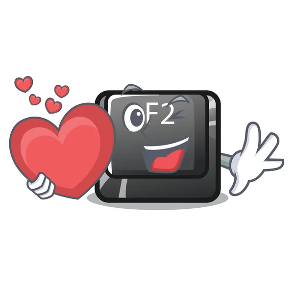 Με το κουμπί της καρδιάς F2 απομονώνεται με το χαρακτήρα — Διανυσματικό Αρχείο