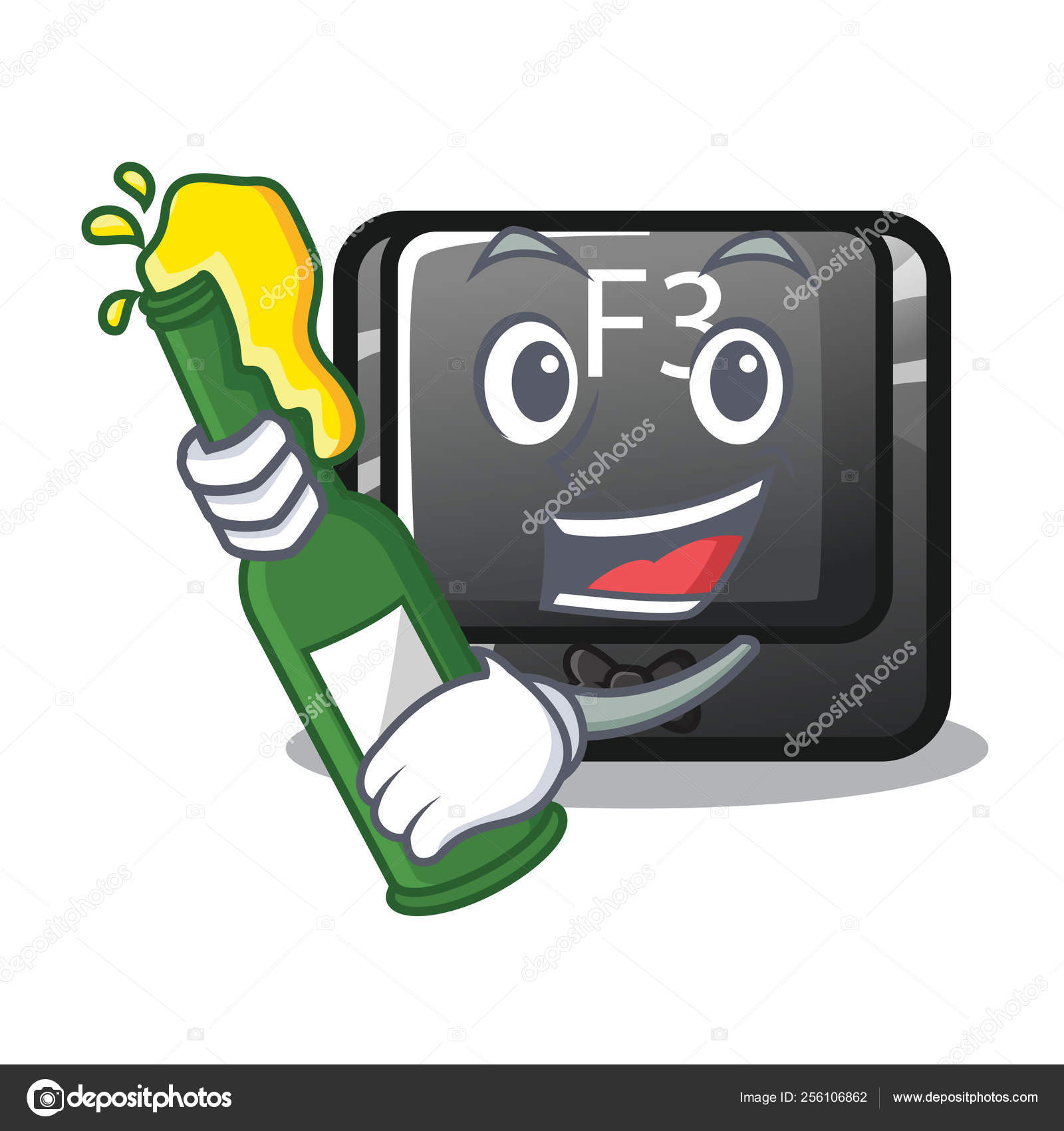 Avec Bouton Biere F3 Installe Sur L Ordinateur De Dessin Anime Image Vectorielle Par Kongvector C Illustration