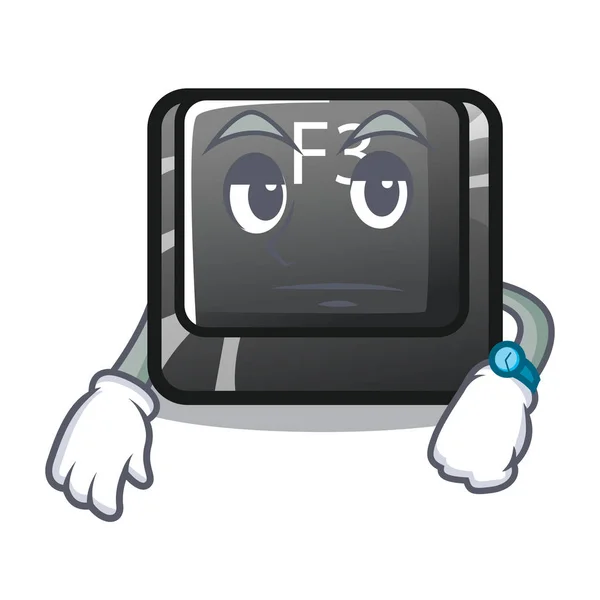 Czekam F3 przycisk zainstalowany na komputerze Cartoon — Wektor stockowy