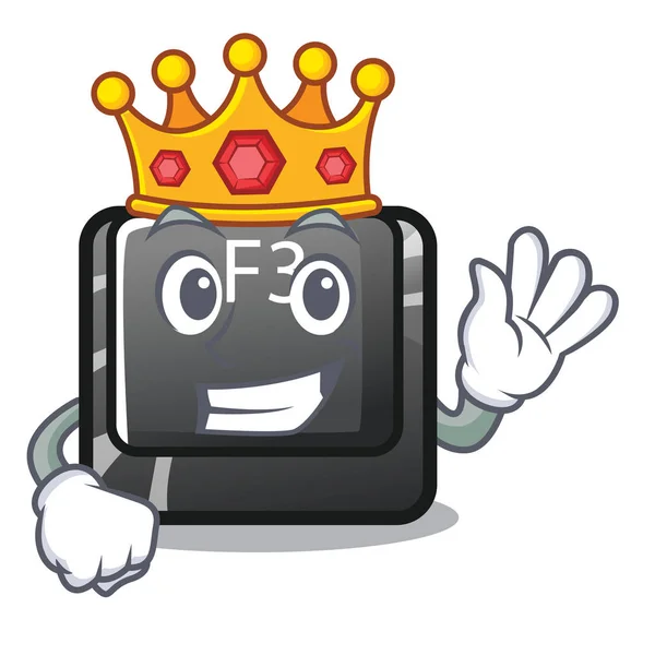 King f3 botón instalado en el ordenador de dibujos animados — Vector de stock