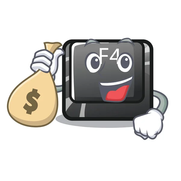 Avec sac d'argent bouton f4 installé sur le clavier de dessin animé — Image vectorielle