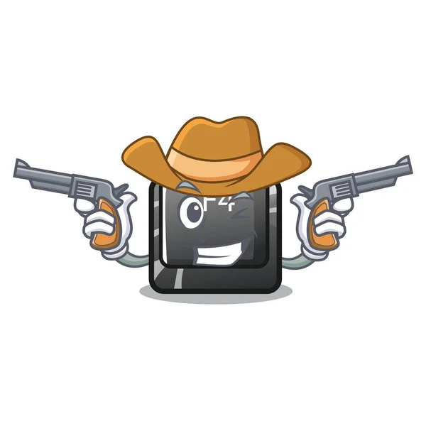 Botón Cowboy f4 instalado en el teclado de dibujos animados — Vector de stock