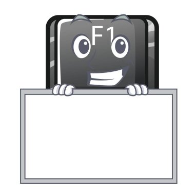 Masa düğmesi ile sırıtış F1 maskot izole