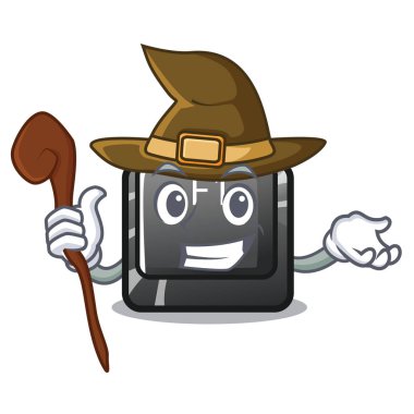 Klavye üzerinde cadı düğmesi F1 karikatür