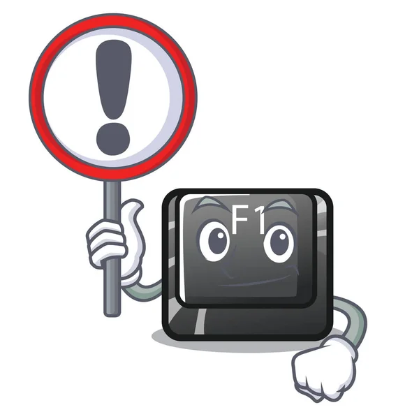 Con botón de señalización f1 aislado en la mascota — Vector de stock