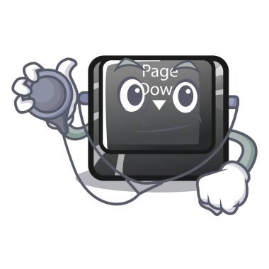 Doktor karakter sayfa aşağı düğmesi yüklü bilgisayar