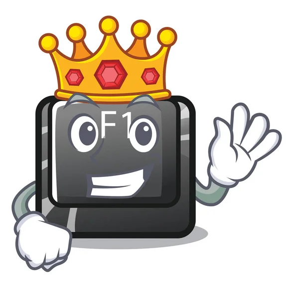 Rey de dibujos animados f1 botón instalado en el teclado — Vector de stock