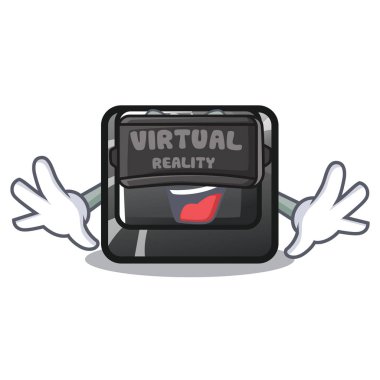 Sanal gerçeklik düğmesi baskı ekran karikatür ile izole