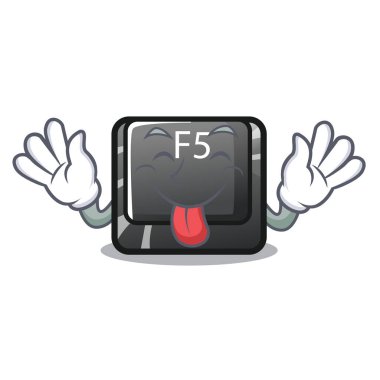 Tongue out longest F5 button on cartoon keyboard clipart