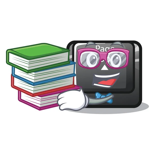 Étudiant avec bouton book page up la mascotte du clavier — Image vectorielle