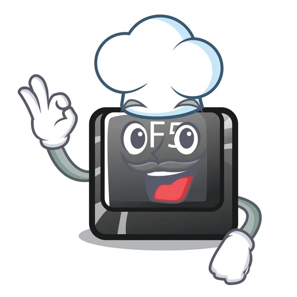 Chef F5 zainstalowany na komputerze maskotka — Wektor stockowy