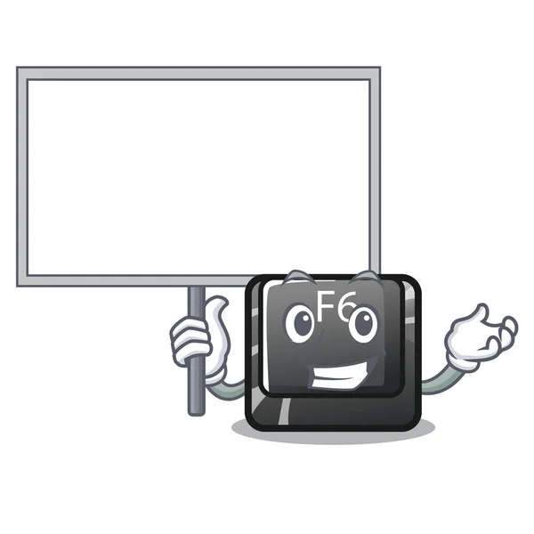 Traga o botão F6 mais longo da placa no computador dos desenhos animados — Vetor de Stock