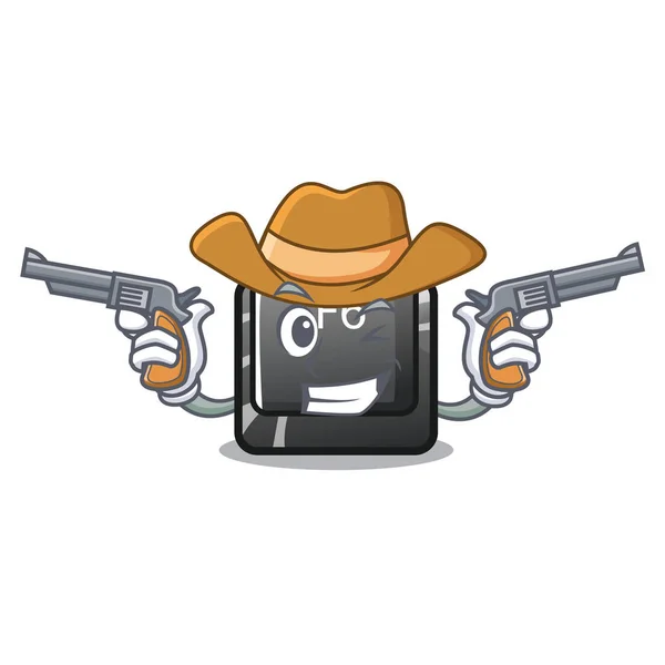 Vaquero más largo botón F6 en la computadora de dibujos animados — Vector de stock