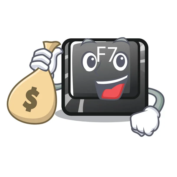 Com saco de dinheiro botão f7 instalado no teclado dos desenhos animados — Vetor de Stock