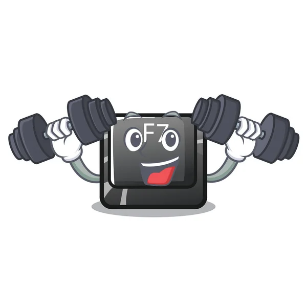 Fitness f7 botón instalado en el teclado de dibujos animados — Archivo Imágenes Vectoriales