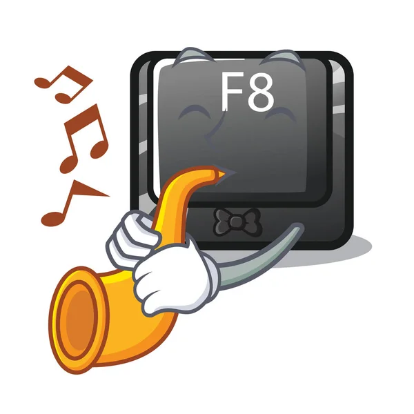 Avec trompette f8 bouton installé sur la mascotte de l'ordinateur — Image vectorielle