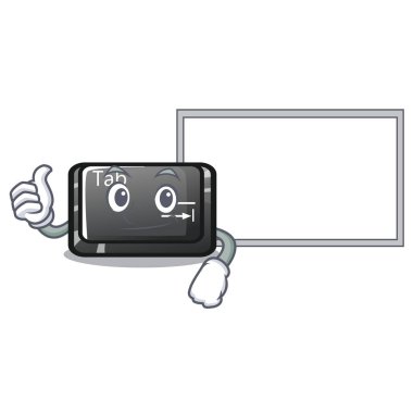 Bilgisayar karakteri kurulu sekme düğmesi ile thumbs up