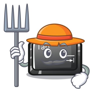 Çiftçi sekme düğmesi bilgisayar karakteri yüklü