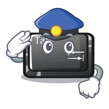 Polis sekmesi düğmesi bilgisayar karakteri yüklü