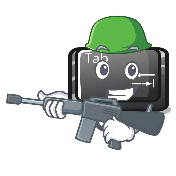 Armee Tab-Taste auf Computer-Charakter installiert — Stockvektor
