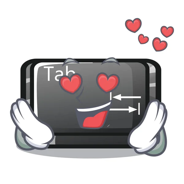 Στην αγάπη κουμπί TAB επισυνάπτεται στο πληκτρολόγιο κινουμένων σχεδίων — Διανυσματικό Αρχείο