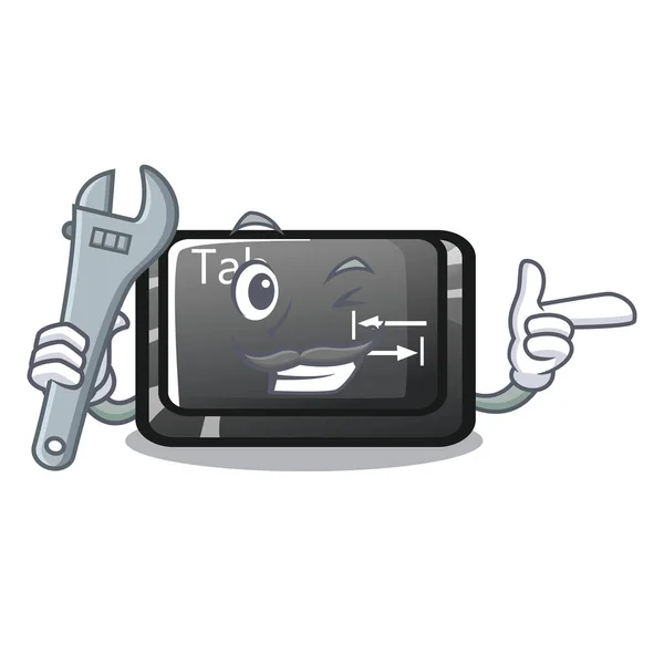 Aba de botão mecânico isolado com a mascote — Vetor de Stock