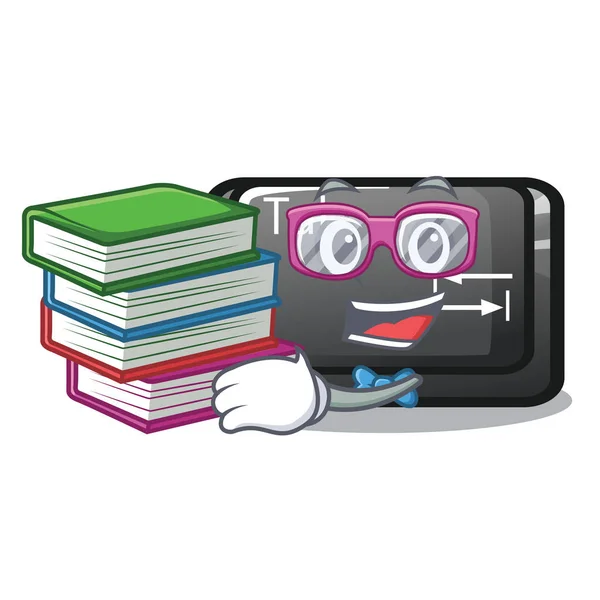 Estudante com guia de botão de livro isolado com a mascote —  Vetores de Stock
