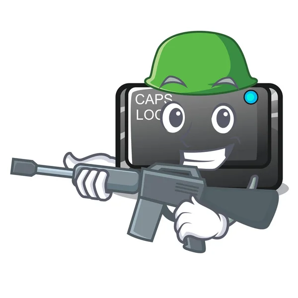 Armee Capslock-Taste auf einem Computer-Cartoon — Stockvektor