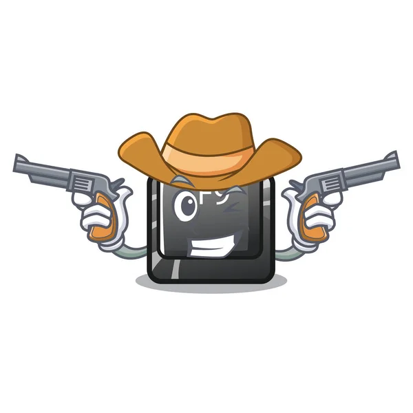 Cowboy pulsante f9 isolato nella mascotte — Vettoriale Stock