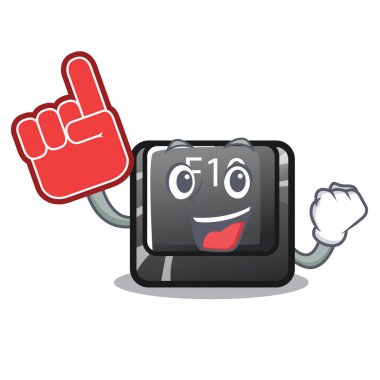 Karikatür bilgisayara köpük parmak f10 düğmesi yüklendi