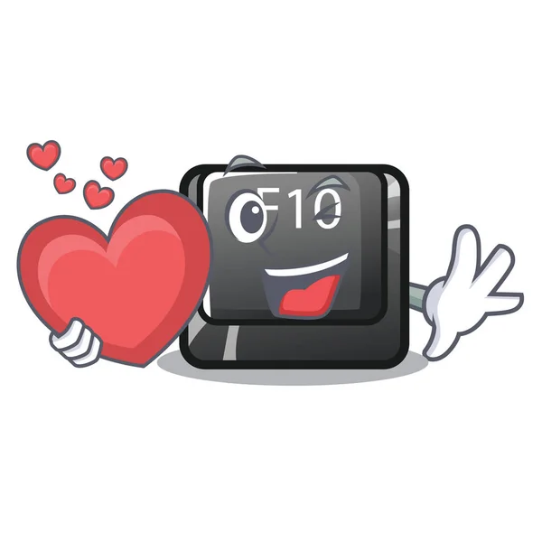 With heart button f10 isolated with the cartoon — 스톡 벡터