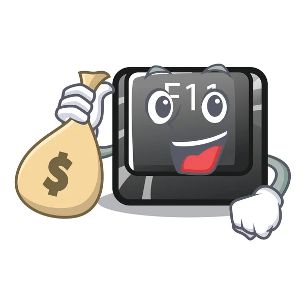 Con pulsante money bag f11 installato sulla tastiera della mascotte — Vettoriale Stock