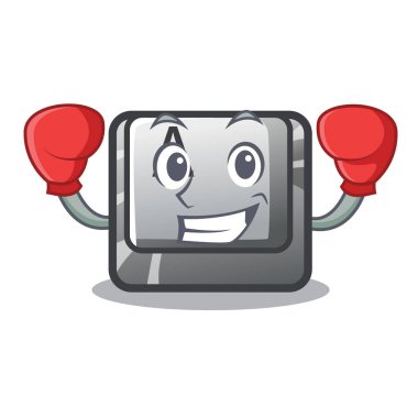 Boks düğmesi Maskot ile izole edilmiş bir düğme