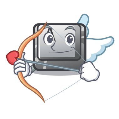 Cupid düğmesi Maskot ile izole edilmiş bir düğme