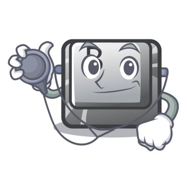 Doktor düğmesi B karikatür bilgisayarda yüklü