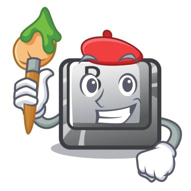 Karikatür bilgisayara b düğmesi yüklendi