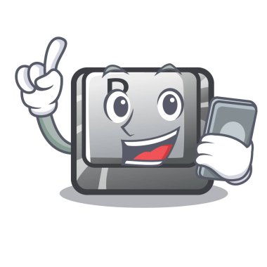 Çizgi film bilgisayarına telefon düğmesi B ile yüklenmiş