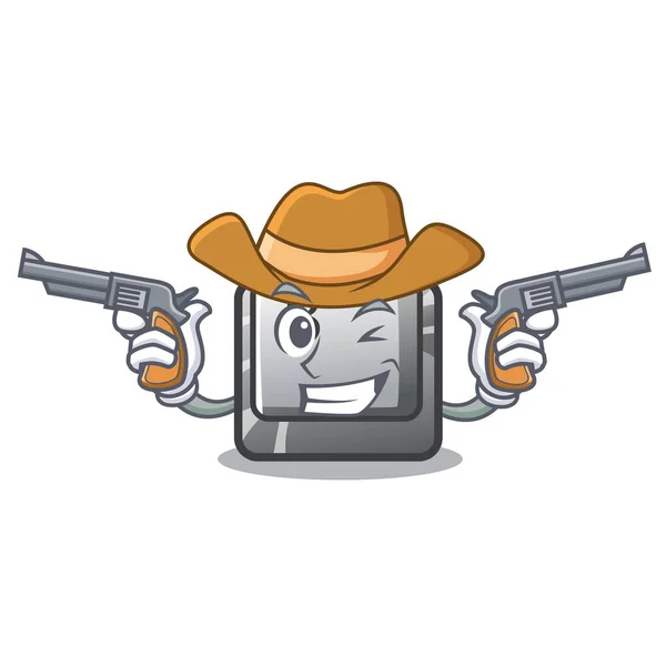 Cowboy gomb B telepített rajzfilm-számítógép — Stock Vector