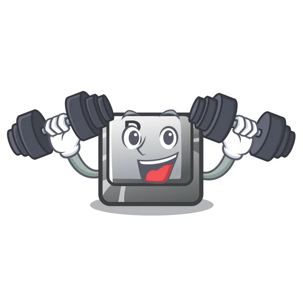 Botão de fitness B instalado no computador dos desenhos animados — Vetor de Stock