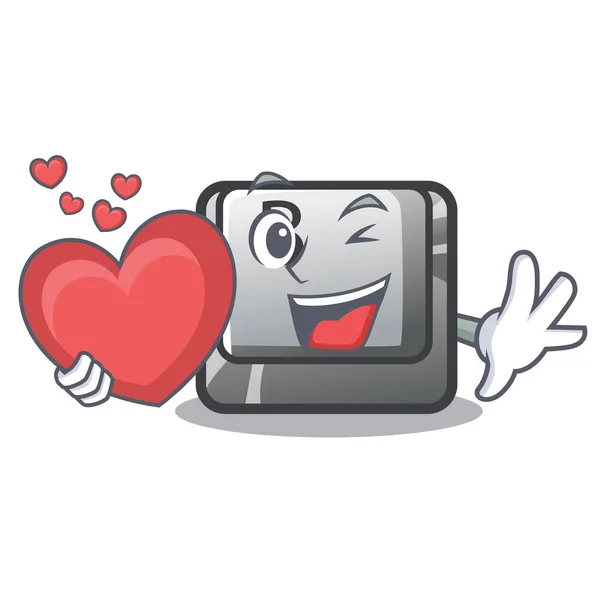 Com o botão de coração B em um teclado de mascote — Vetor de Stock