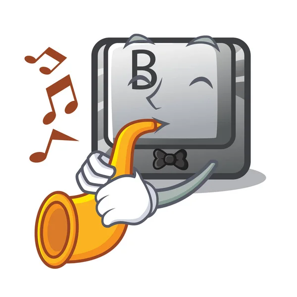 Avec bouton trompette B sur un clavier de mascotte — Image vectorielle